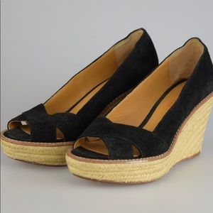 Michael Kors Black Espadrille Peep-toe wedge